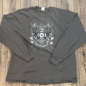 Firefighter Called To Serve Graphic Grey Long Sleeve shirt 2XL
